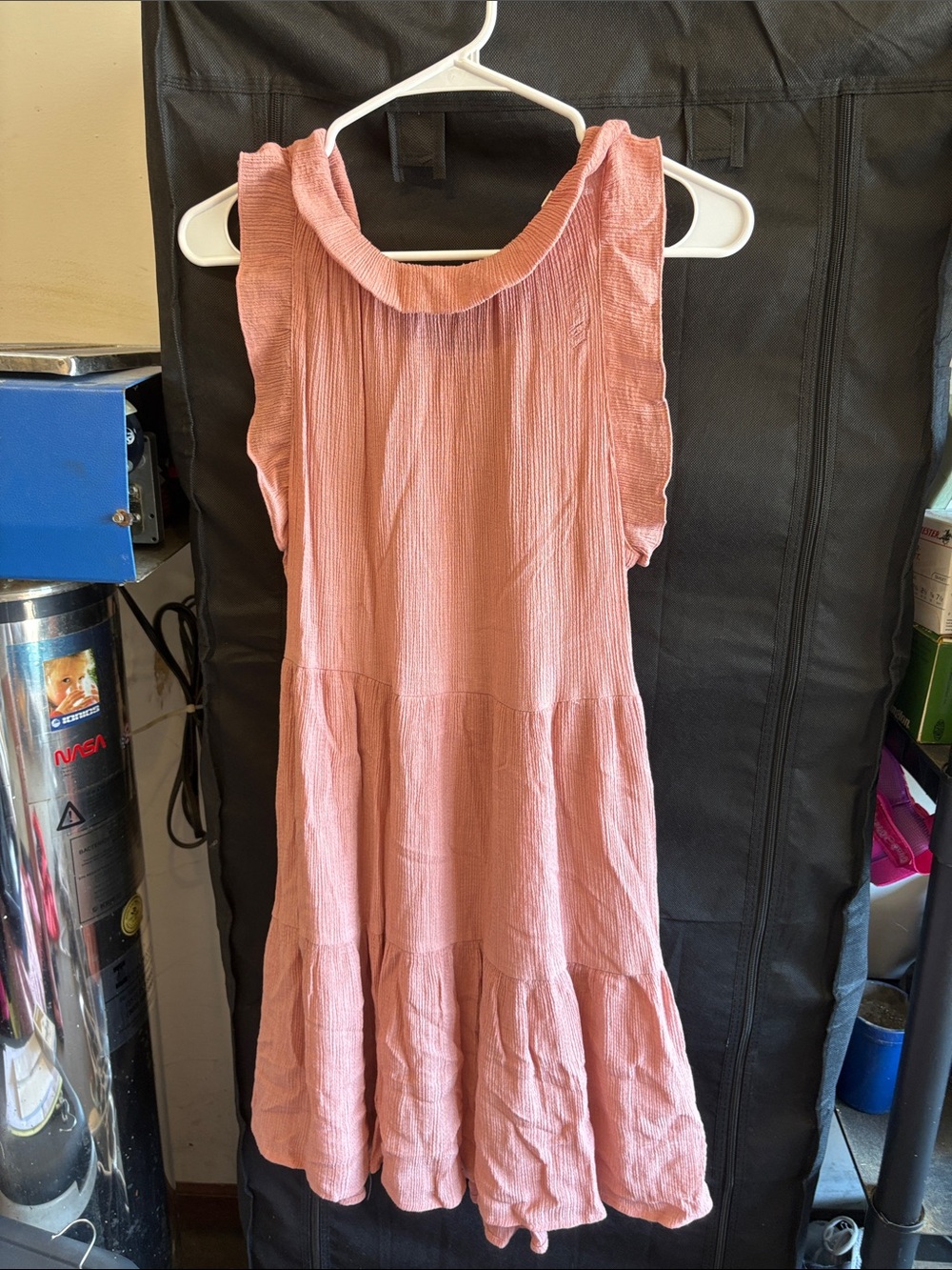 mine Dusty Rose Ruffle Sleeve Tiered Dress